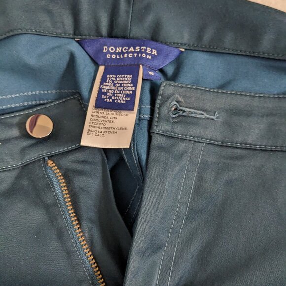 Doncaster Collection Women's Dark Aqua Green Straight Leg Pants Size 10 - Picture 4 of 10